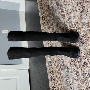 Black suede stretch knee high boots!